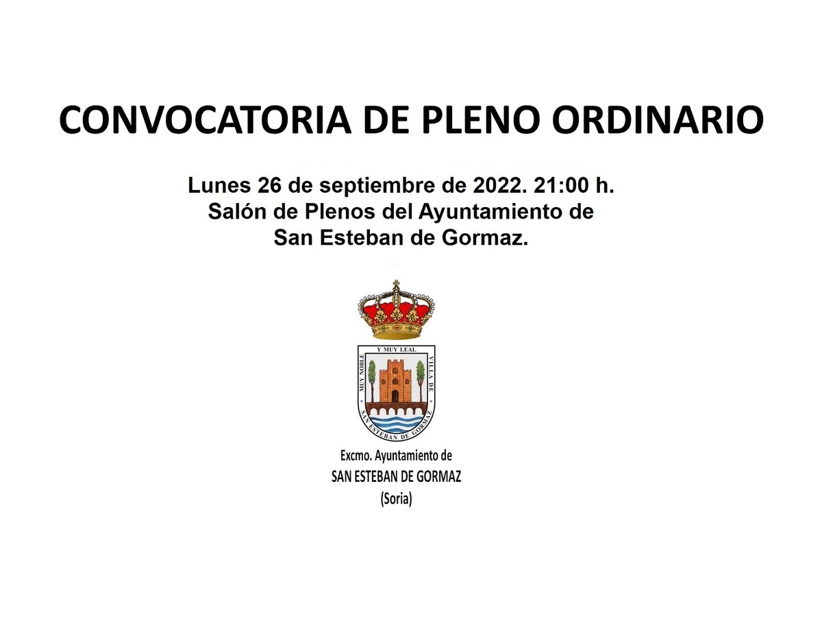 Pleno ordinario: 26 de septiembre